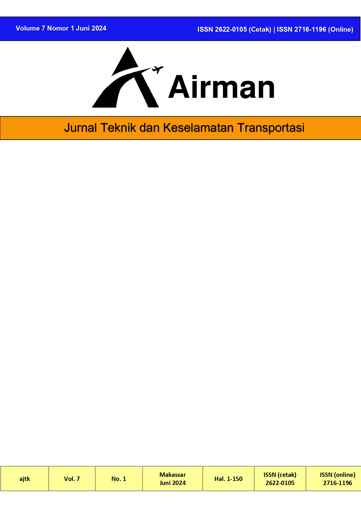 Airman: Jurnal Teknik dan Keselamatan Transportasi